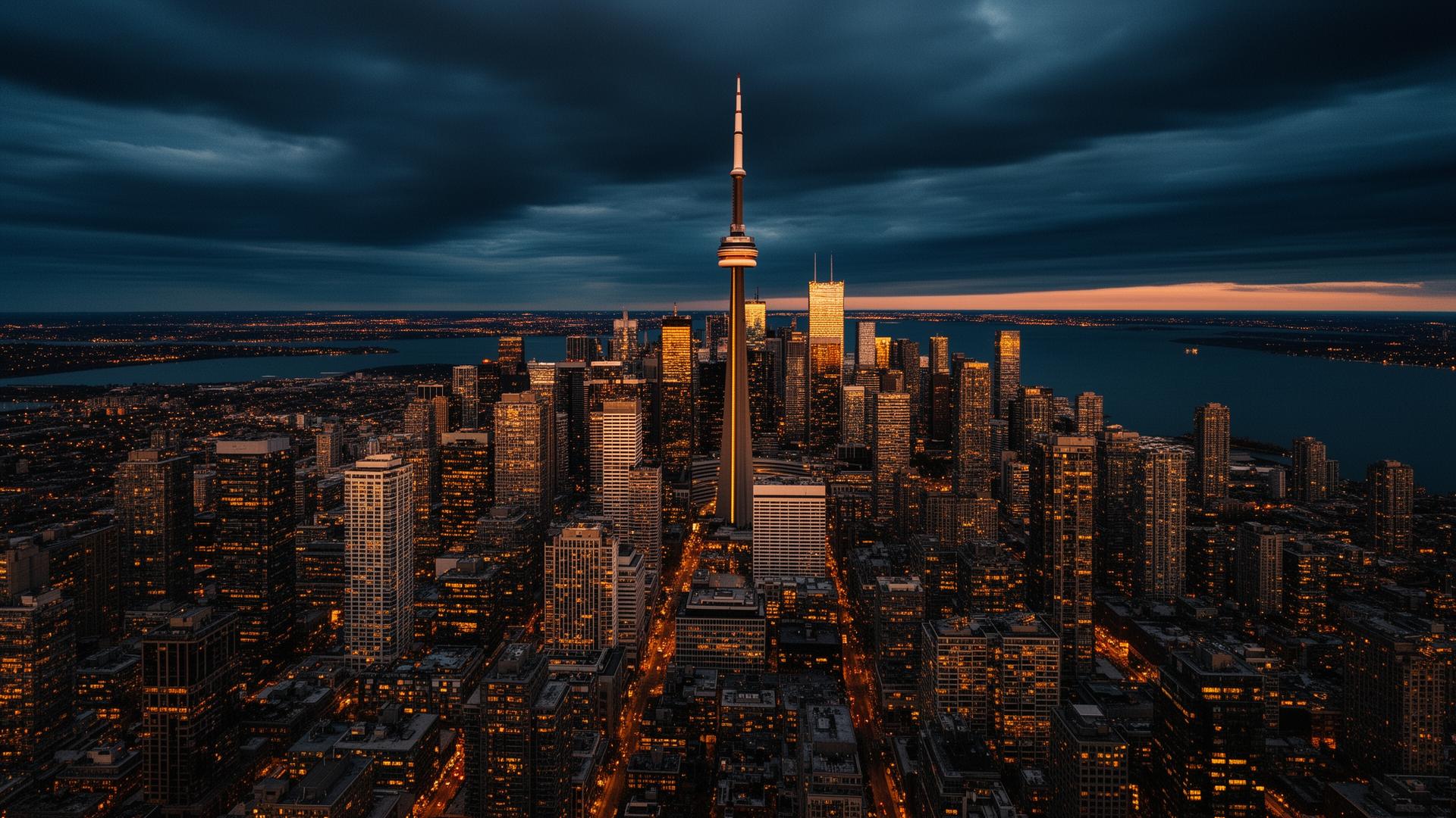Toronto skyline at dusk